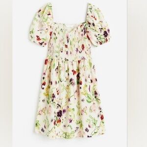 H&M Smocked Bust Watercolour Floral Dress S
